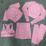 Seamless Women Sports Set Workout Sportswear Gym Clothing Fitness Long Sleeve Crop Top High Waist Leggings Sports