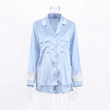 Wear Women Soft Feather Home Suit Button Up Top Slim Pants Two Piece Set 2022 Casual Pajama Elegant Lady Homewear