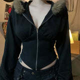 Cloth Forget Hairy Collar Collar Collar Collar Collar Collar Collar Collar Collar Coat Skinny Zipper Coat Waist Design Picts