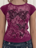 Vintage Butterfly Baby Tee-Outfit