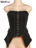 Side Pockets Women Corset Tops Sexy Safety Pins Sleeveless Sexy Split Bodycon Hot Girls Midnight Club Party Coquette Vest-Outfit