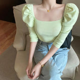 Style With Fashion Bubble In Short Sleeves Of Short Summer Collarbone Repair On The Bottom