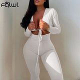 Summer Winter Sexy Black Womens Jumpsuit 2023 White Black Bandage Long Sleeve Bodycon Jumpsuits One Piece Outfits