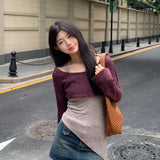 Body Sling Vest Folded Jersey Women's Autumn New Long-Sleeved Knitted Top Two