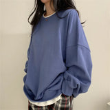Solid Color Oversized Sweatshirt-Outfit