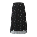 And Winter New Lace Printing Net Fashion Full-Length Skirt-Outfit
