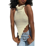 Spring And Summer New Explosion High-Collar Irregular Sexy Back Hair Weaving Small