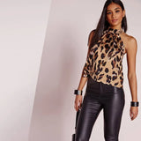 Blouses Sexy Leopard Print Ladies Shirts And Tops Halter Blouse Sexy Sleeveless Tops Womens Clothing Summer Female