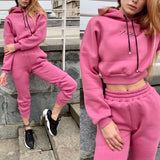 Fleece Letter Two Piece Set Casual Loose Female Tracksuits Hoodies Long Sleeve Shorts Sweatshirt And Jogging Pants