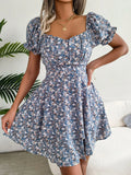 Sweetheart Neck Flounce Sleeve Mini