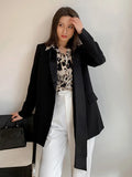 Women Black Vintage Irregular Blazer New Notched Collar Long Sleeve Loose Fit Jacket Fashion Spring Autumn 2023