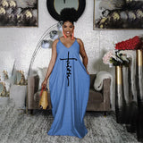 V Neck Straps With Pockets Loose Maxi