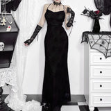 Summer 2024 New Dark Temperament Sexy Collar Spider Web Backless Dress Girl-Outfit