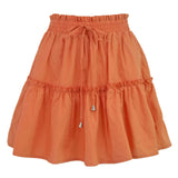Summer Solid Sexy Mini Skirt Women Fashion Lace-up Plus Size Ruffle Boho A Line Skirt Ladies High Waist Skirt Jupe