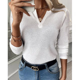 new V-neck long-sleeved waffle mesh long-sleeved shirt top for