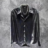 Men's Fried Street Long-Sleeved Shirt 2025 Spring And Autumn New Loose Handsome Bright Outside Wearing Shirt