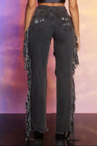 Dark-Grey Ruffles Ripped