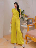 Jumpsuits Woman Dolka Pot High Waist V-neck Chiffon Loose Skinny Elegant