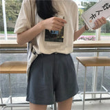 Women Summer 2020 New High Waist Casual Women's Loose Trendy All-match Simple Daily Elegant Lovely Solid Female
