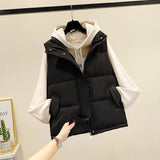 2021 Winter Women Sleeveless Vest Warm Plus Size 3XL Down Cotton Padded Waistcoat Female Mandarin Collar Vest