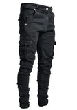 New Elastic Jeans Men's Side Pocket Slim Foot Skinny
