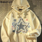 Sweatshirts Women Clothing Vintage Star Embroidery Oversized Tops 2023 Ropa Mujer Hooded Casual Fashion Y2k Hoodies-Outfit