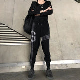 Street Fashion Diamonds Cropped Trousers Casual Letter Women's Clothing All-match 2023 Summer Loose Drawstring Haren