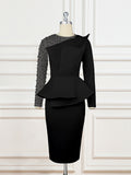 Designer Cut Piece Splicing Dress Nail Beaded High-Rise Thin Dress Dress Dress Dress
