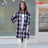 New 2020 Button Down Shirt for Women Plus Size Cotton Long Plaid Flannel Shirt Korean Full Sleeve Casual Loose