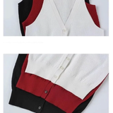 Women's V-Neck Button Solid Color Sleeveless Cardigan Sweater Knitted Tanks Camis Casual Clothing Standard Commute Tops-Outfit
