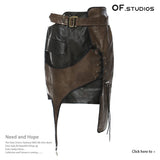 New Personality Irregular Splicing Niche Wear Rope Leather Clothes Two-Piece Skirt