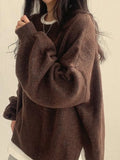 Oversized Split Hem Pullover Sweater-Outfit