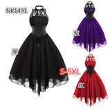 Summer Round Round Neckt Sexy Temperament Bumpy Personality Chiffon Solid Color Retro Sleeveless Dress
