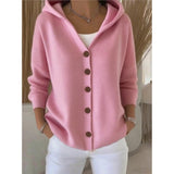Knitted Hooded Sweater Button Open Shirt Jacket Autumn And Winter New Solid Color Casual Fashion