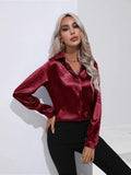 Style: A Button Satin Shirt, Temperament, Commuter Long-Sleeved Shirt, New Women's Wear In Spring And Summer.-Outfit