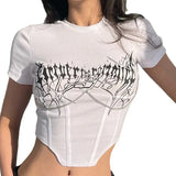 Women Goth Clothes y2k Crop Tops Summer 2024 T shirts Grunge 2000s Trashy Aesthetic Short Sleeve Tees Young Girls Streetwear-Outfit