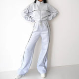 New Casual Long-Sleeved Sweatshirt With Striped Trousers Fashion Suit For