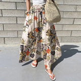 2021 Summer Autumn Long Trousers ZANZEA Floral Print Bottoms Lady Cotton Elastic Waist Pant Fashion Beach Wide Leg
