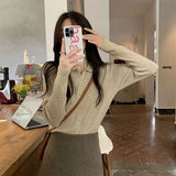 French Campus Style Style Button Knitted Cardigan Women's Autumn And Winter New Solid Color Repair Slim Thin Inside