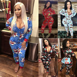 Womens Sexy Nightwear Christmas Pajamas Sleepwear Pyjamas fashion Romper new underwear casual printed Jumpsuit Set Xmas-Outfit