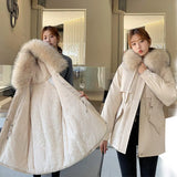 Casual Loose Fur Liner Hooded Winter Parkas Women Fashion Solid Thick Short Coats Women Elegant Cotton Jackets