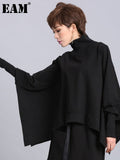Loose Fit Black Asymmetrical Big Size Sweatshirt New Turtleneck Long Sleeve Women Big Size Fashion Tide Spring 2022