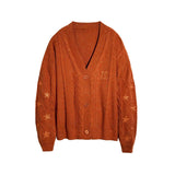 Same Taylor Orange Cardigan Embroidered Stars Loose Languid Temperament