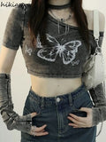 Crop Tops Y2K Clothing Shirts for Women Sexy Off Shoulder Tees Korean Irregular TShirt Summer Woman Halter T-Shirt-Outfit