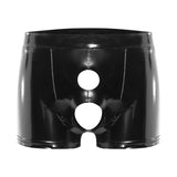 Toloer Men's PVC Bright Leather Boxers Sexy Open File Lekhoers Size Accurate No Smell-Outfit