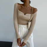 Collar Knitted Sweater New Solid-Color Bottoming Shirt For Women In Autumn And