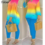 Print Women's Sets Casual Suit Spring Summer Long Sleeve Loose Top Slim Pencil Pants 2 Pieces Set 2023 Lady Outfits