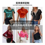 New Spring Satin Sleeveless Shirt Leisure Solid Color Summer Shirt Blouse-Outfit