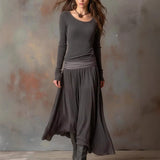 Women's Solid-Color Long-Sleeved Suit Collar Single-Dnecked Long Suit