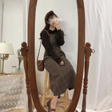 size Summer Dress Girls Boho Party Female Vintage Dress shirt brown plaid sundress Women Dresses Long Robe